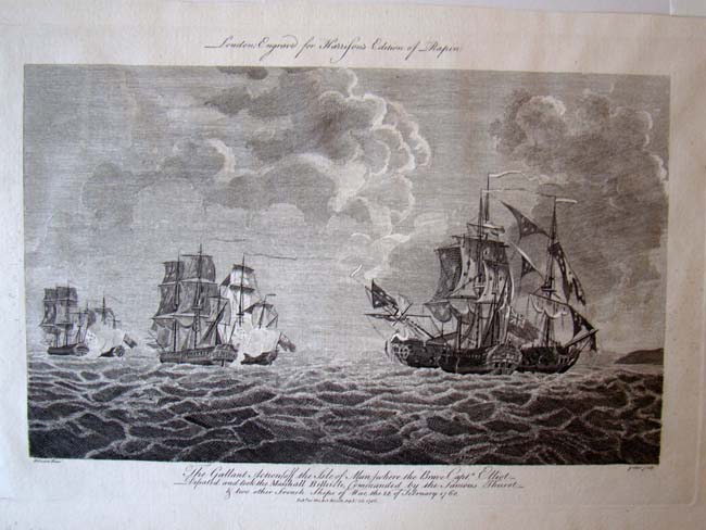 An 18th century engraving entitled “The Gallant Action off the Isle of Man...“ Feb. 28, 1760